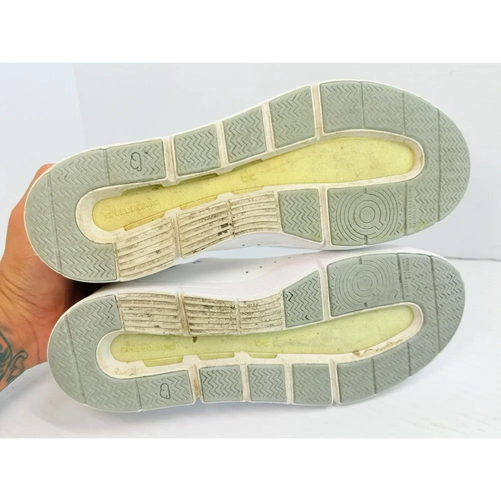 On The Roger Advantage Women's 8.5 White Nimbus Gray Yellow CloudTec Tennis